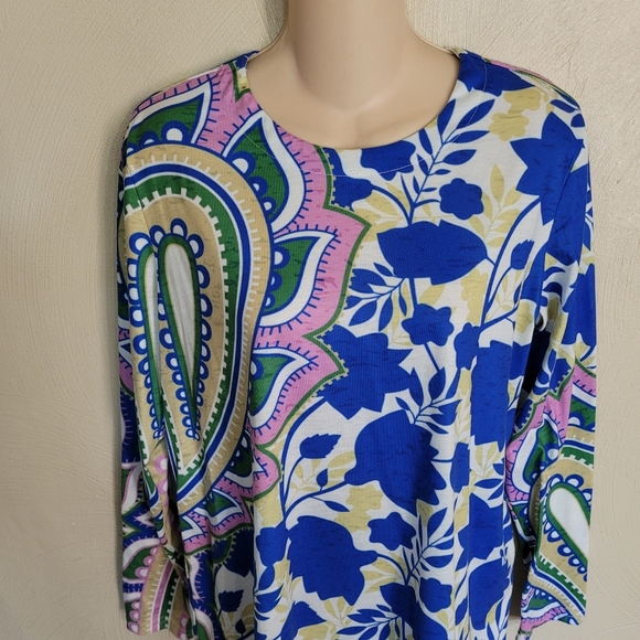 MISSLOOK Vintage Leaf Crew Neck Paisley Print Long Sleeve Top Size Women's M NEW - Picture 4 of 9